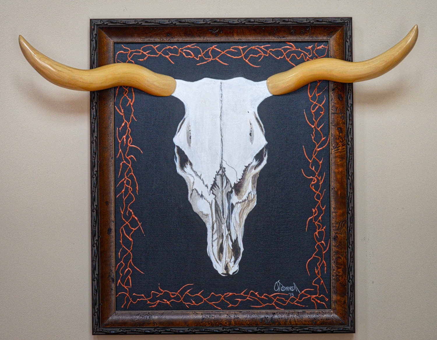 Cow skull painting unique handmade wall art original