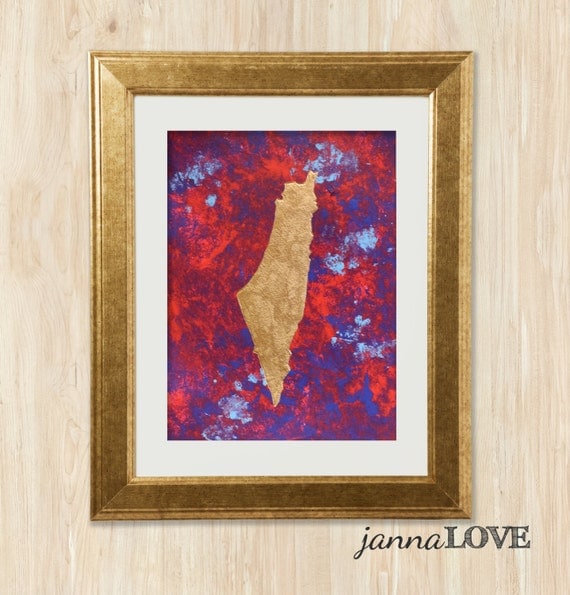 Items similar to Original Hand-Painted Palestine Wall Art in Gold Leaf