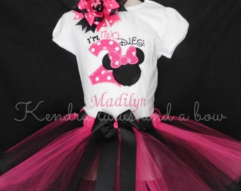 Minnie mouse "im twodles" Hot Pink/fushia tutu