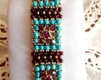 Turquoise garnet bracelet