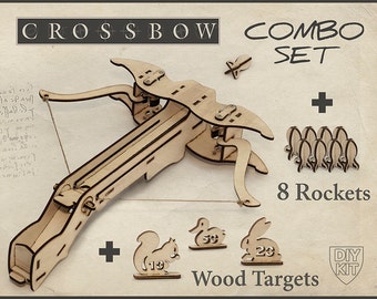 Wood Crossbow DIY Kit With targets. Gift For Him, Father Husband Gift, Boyfriend Gift. DIY Crossbow, Gift For men, Archery, Crossbow CRB02T