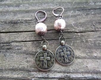 Baroque glass pearls earrings