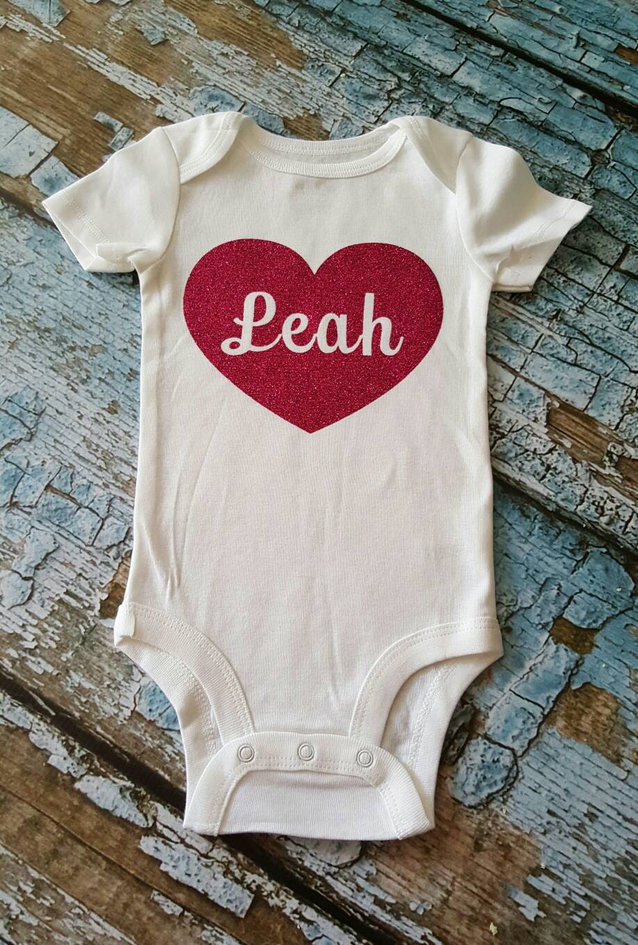 Personalized glitter heart onesie glitter heart glitter