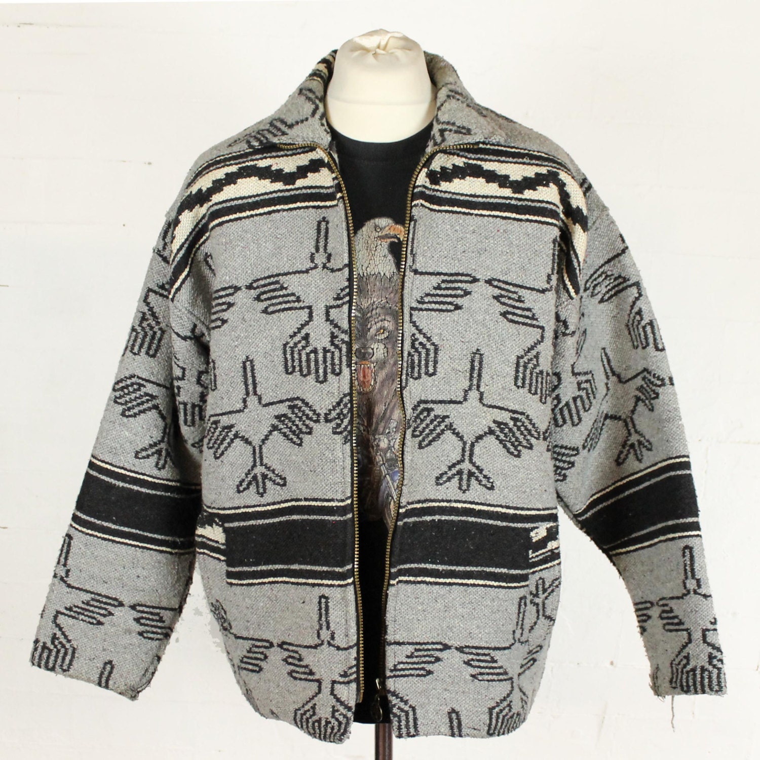 Tribal Pattern Outerwear | grey blue tribal aztec pattern jacket coat by catcalledesteban Tribal Pattern Outerwear | grey blue tribal aztec pattern jacket coat by catcalledesteban