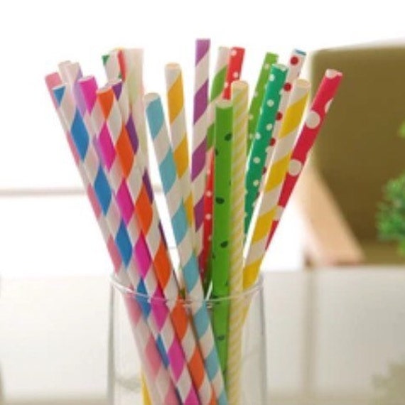 Items similar to Cardboard straws 25pak Colorful Disposable Ecofriendly, Birthday party