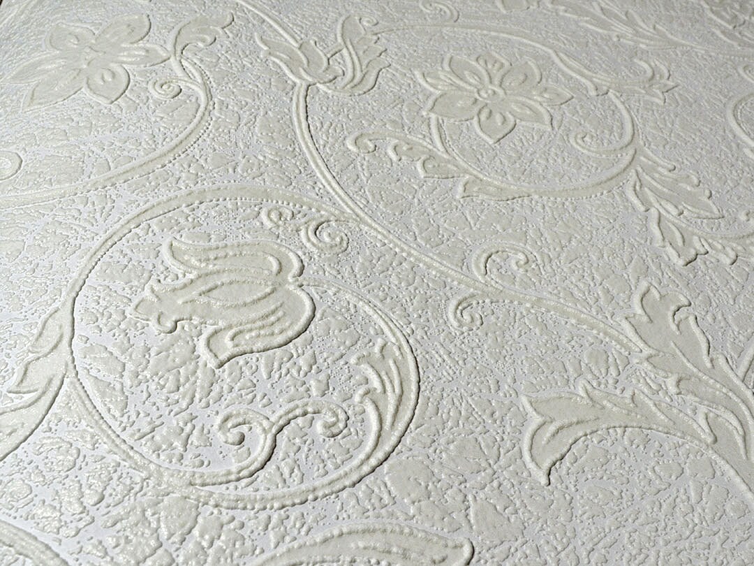 Vintage Embossed Wallpaper Ivory Paintable Vinyl by ReCreative85