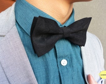 Black Bow Tie, Black Wedding Bow Tie, Wedding Bow Tie, Adjustable Bow Tie, Valentine's Day