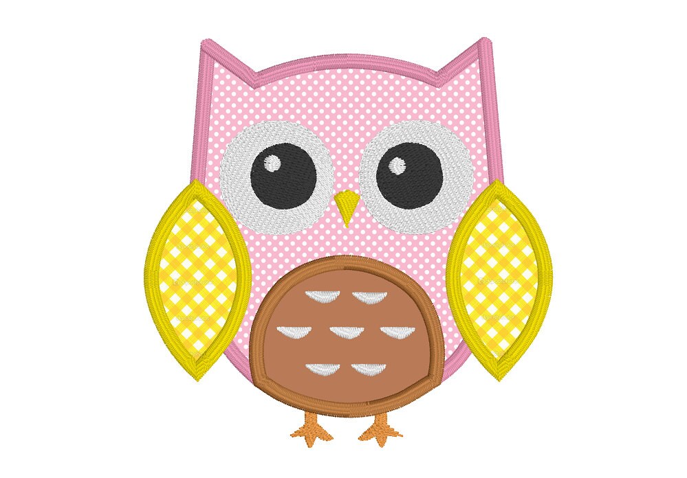 Baby Owl Applique Machine Embroidery Design Bright-eyed Owl