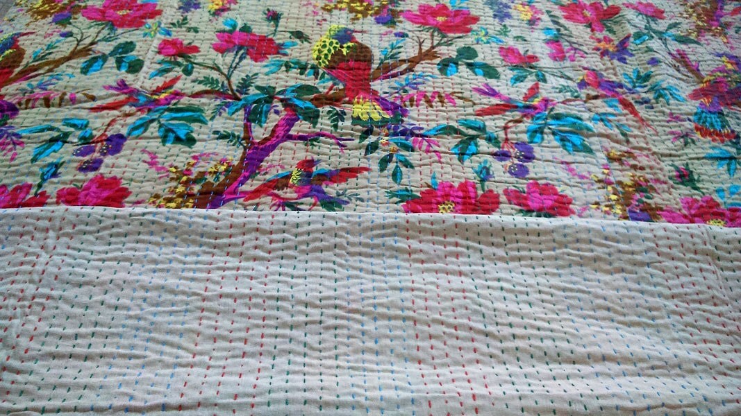 Kantha quilt Queen kantha quilt kantha quilt by lamalotextile