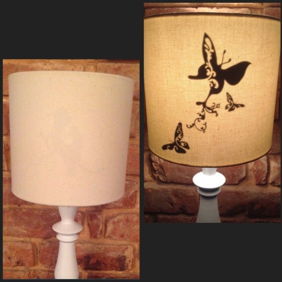 LAMPSHADE. BUTTERFLY Lamp shade Handmade 20cm Drum Table