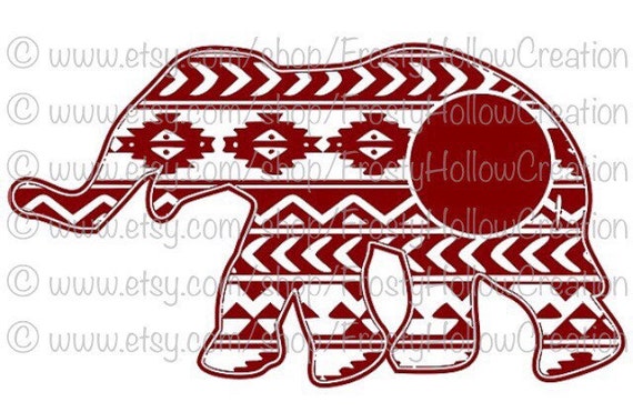 Download Aztec Elephant Monogram Frame cutting file by ...