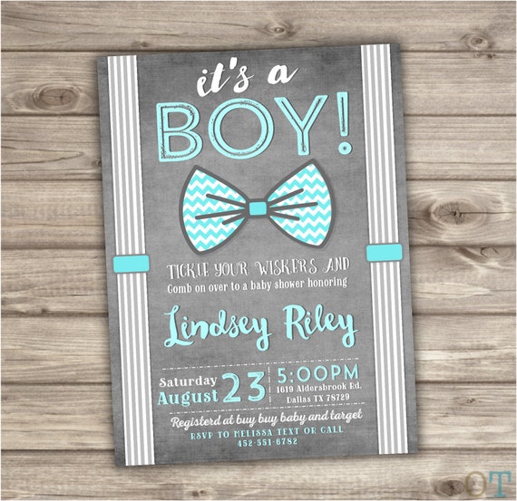 Bow Tie Baby Shower Invitations Little Man Printable by ...