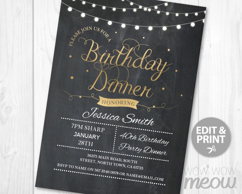 Birthday Dinner Invitation 1