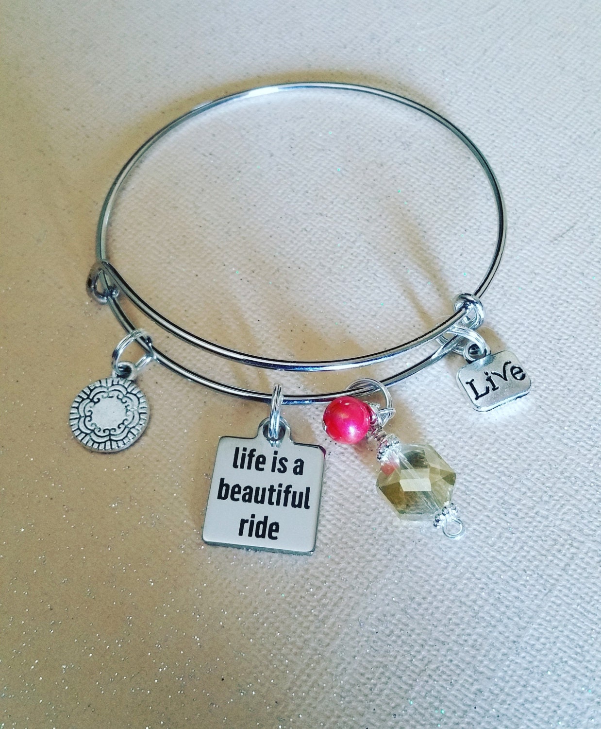 charm bracelets. life is a beautiful ride. expandable