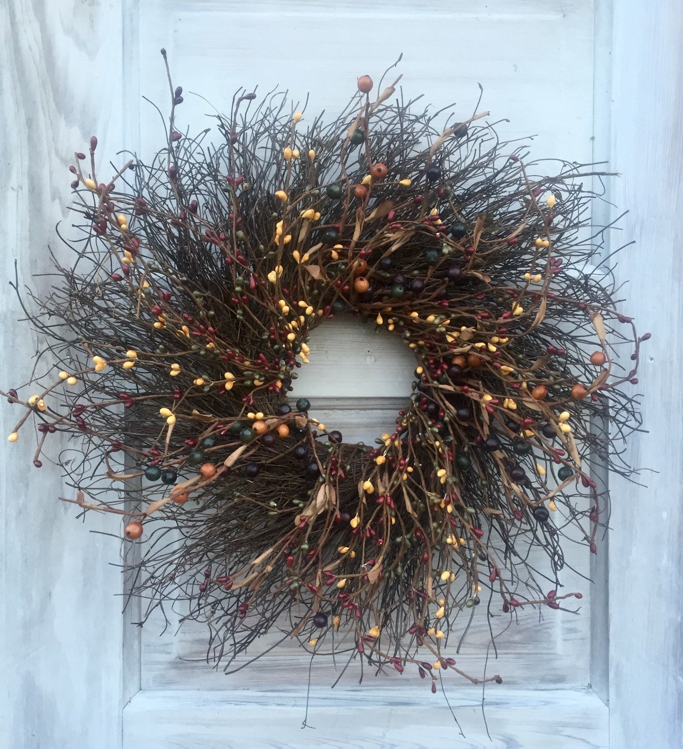 Grapevine Twig Wreath Pip Berry Wreath Primitive Angel