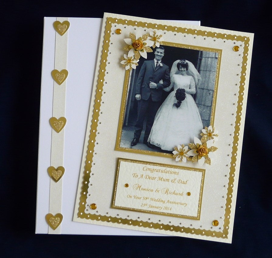 50th Golden Wedding Anniversary Card with Photo Personalised