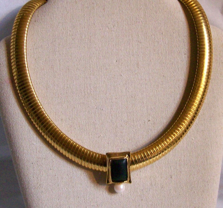Doncaster Gold Tone Mesh Flex Choker Necklace with Slide