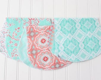 Baby Girl Burp Cloths - Set of 3 - Baby Gift - Baby Shower Gift - Aztec