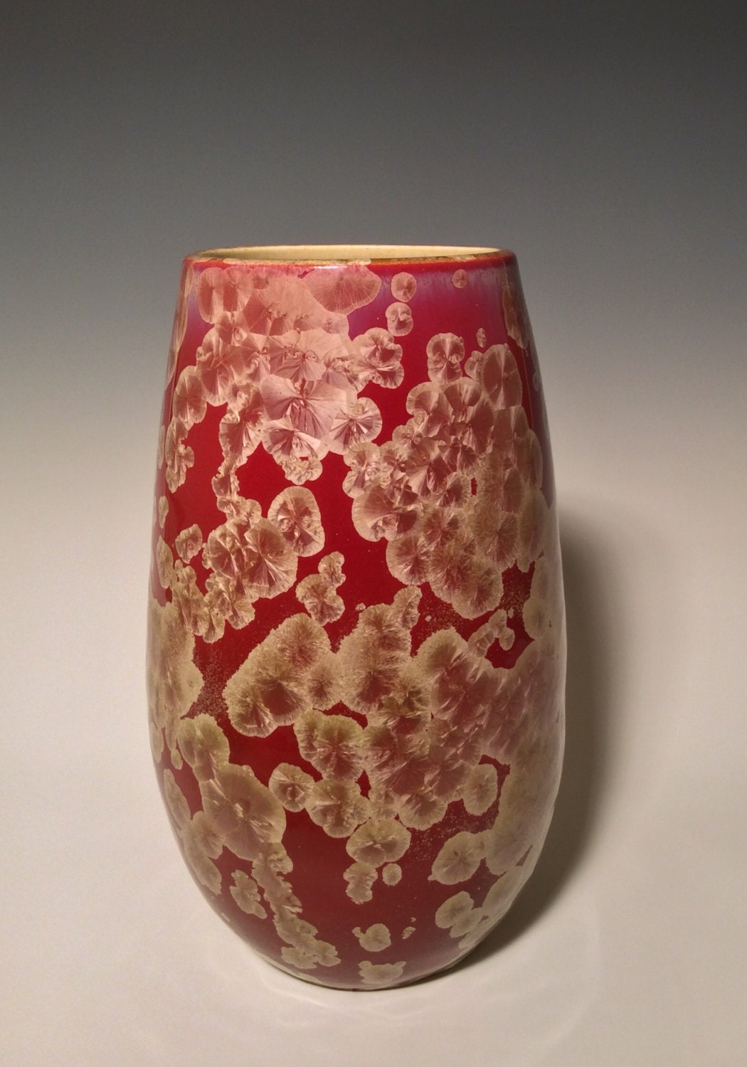 Red and Gold Crystalline Vase by MuddySolPottery on Etsy