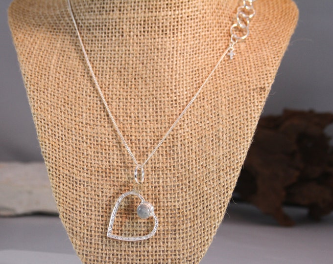 My heart Opal Silver Necklace