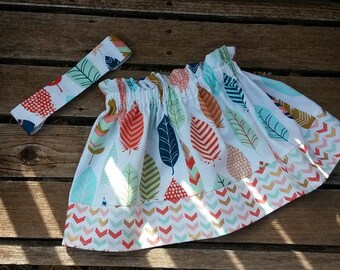Feathers Skirt- Aztec Skirt- Girls Feather Skirt- Aztec Girls Skirt- Aztec Print Skirt- Feather Print Skirt- Summer Feather Skirt