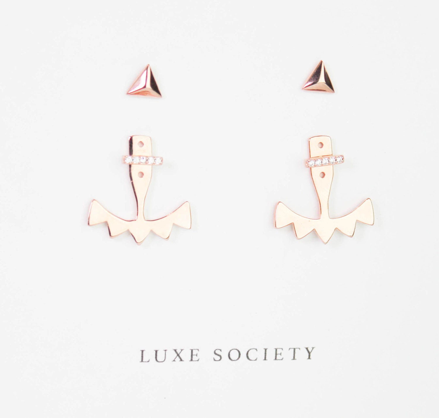 Rose Gold Ear Jackets Diamond Ear Jacket by luxesocietyjewelry