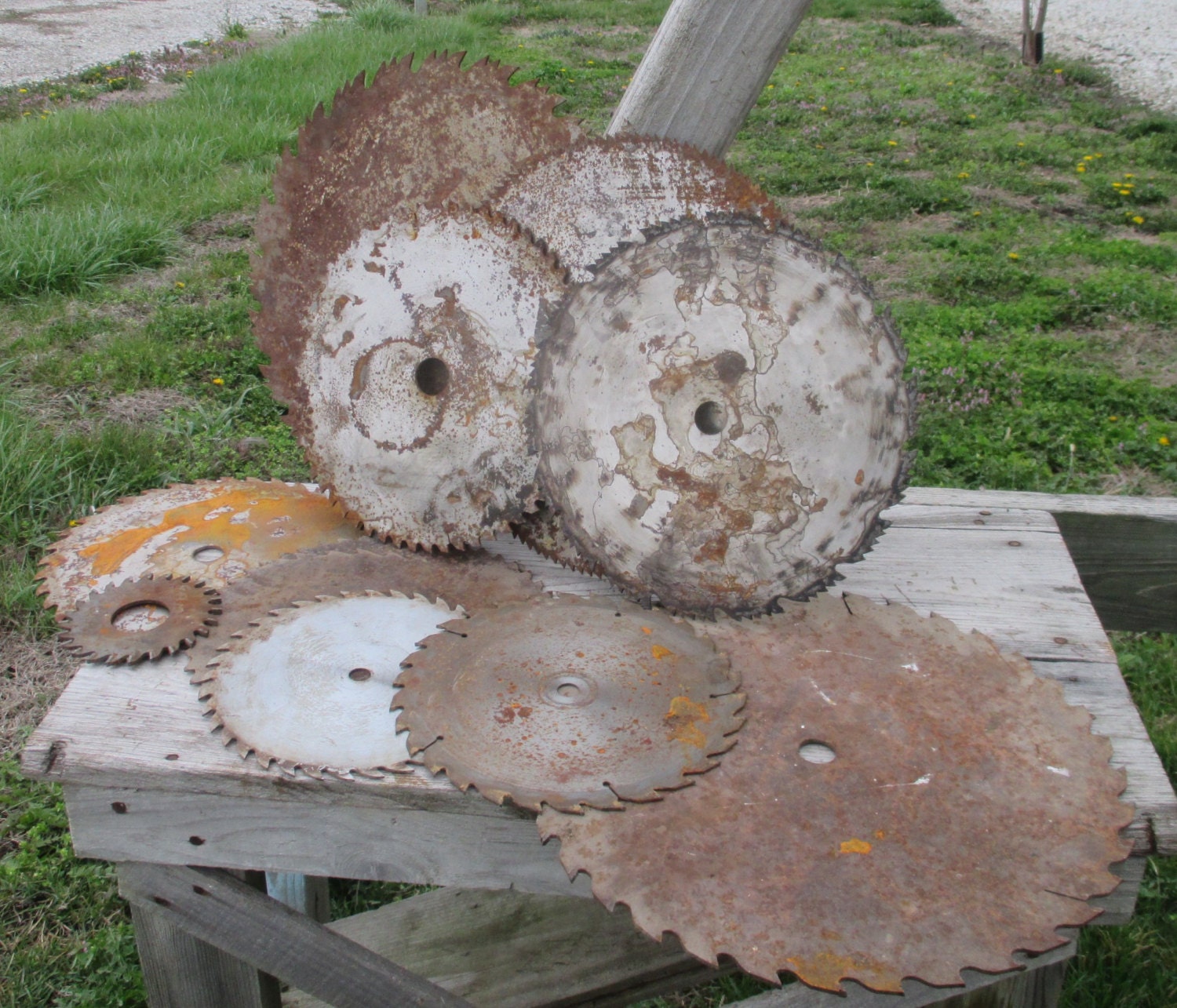 Lot 10 Circular Buzz Saw Blades Vintage Saw Mill Industrial