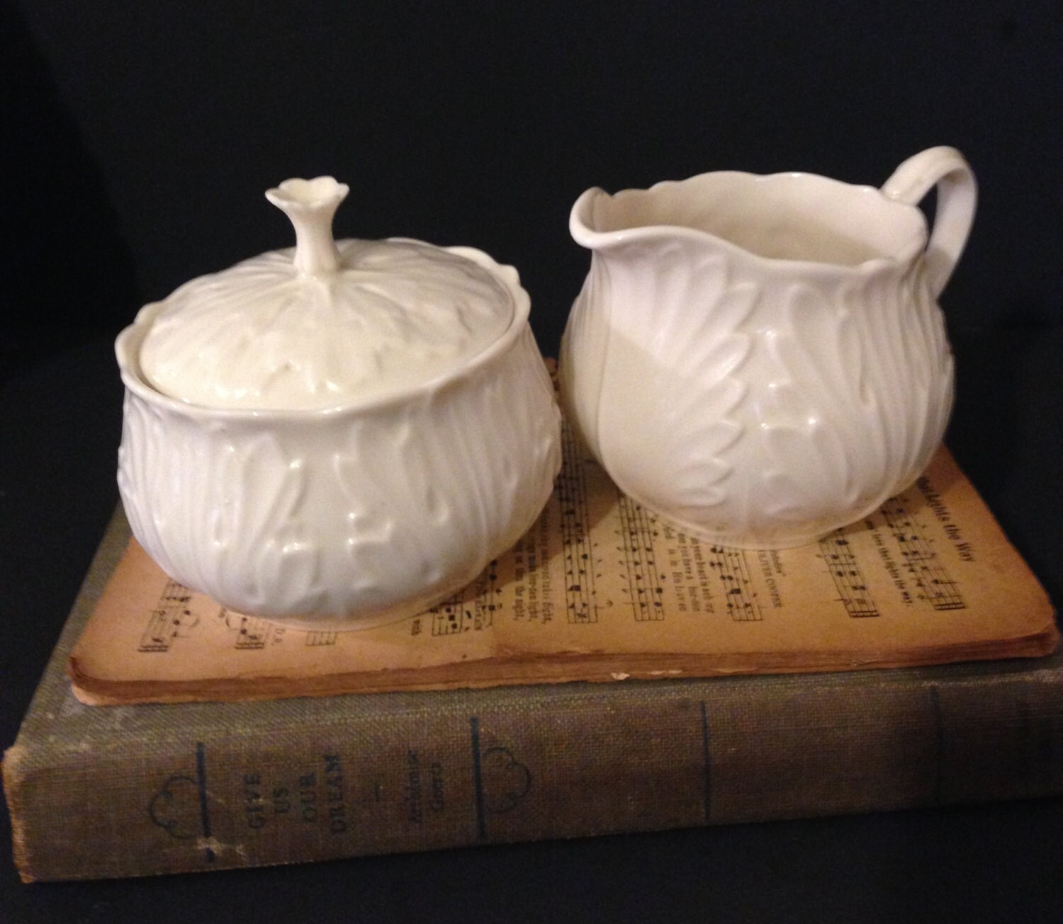 Lenox Creamer and Sugar Bowl with Lid Set White Porcelain