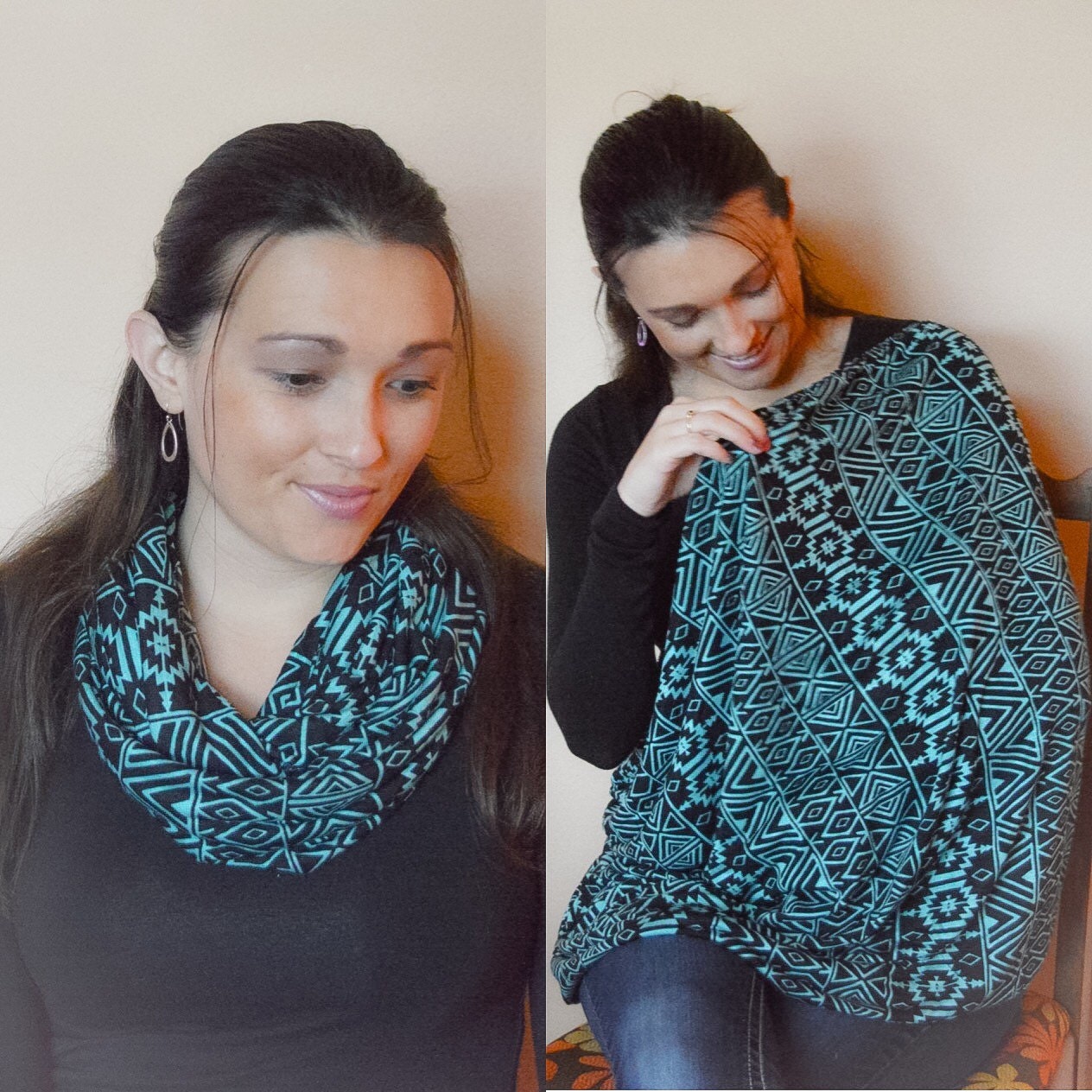 Nursing scarf blue nursing cover breastfeeding by KayBellaChic