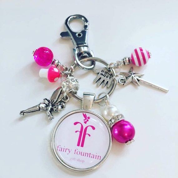 Business logo keyring Etsy shop keychain etsy by Fizzbombkeyrings