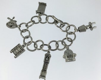 Clift Pewter Charm Bracelet, Home Furniture Charm Bracelet, Pewter Charms, First Home Gift, House Warming, Gift for Her