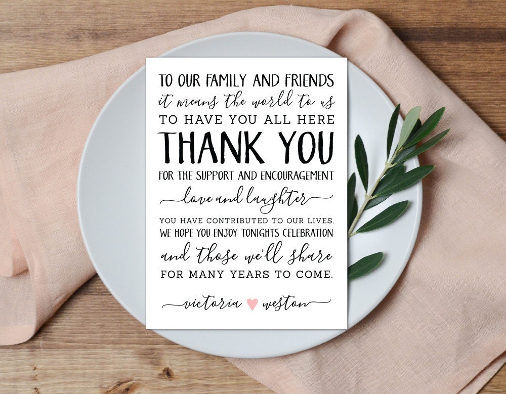 Thank You Place Setting Wedding Thank You Card Wedding Table