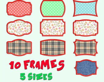 10 Frames Applique Machine Embroidery Design, 5 Sizes, DIGITAL INSTANT DOWNLOAD 029
