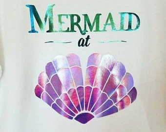 mermaid shirt, holographic, mermaid, holographic t shirt, mermaid gift, mermaid top, mermaid shell shirt, mermaid at heart, mermaid at heart