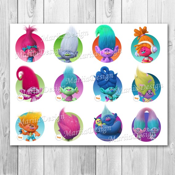 TROLLS Cupcake toppers Trolls Movie Cupcake by MariiaDesign