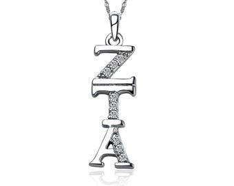 Zeta Tau Alpha Lavalier - Vertical Design, Sterling Silver (ZTA-P001)