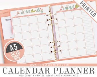 A5 Calendar Planner Inserts (PRINTED) - ROSA Collection - Kikki K Large Filofax A5 Sized Paper Plan - Hole Punch Optional - Cover Optional