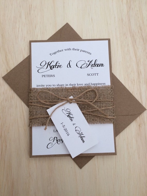 Rustic wedding invitation burlap wedding by RusticInvitesAndmore