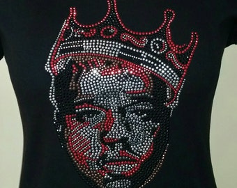 Biggie Smalls Red Crown rhine stud t-shirt, Notorious BIG, Big Poppa, 90's Rap and hip-hop poet. Rapper, King of Rap