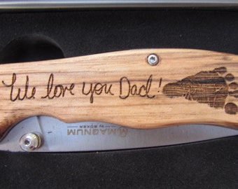YOUR Baby's Footprint Engraved, Personalized pocket knife, Your Handwriting, Father's Day Gift, New Dad Gift, Engraved Handwriting