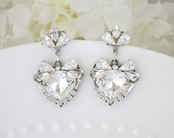 Wedding earring, Swarovski rhinestone drop earring, Unique crystal bridal earring