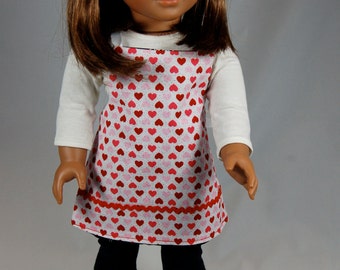 Hearts and Love apron and chef hat for your 18 inch or American Girl doll