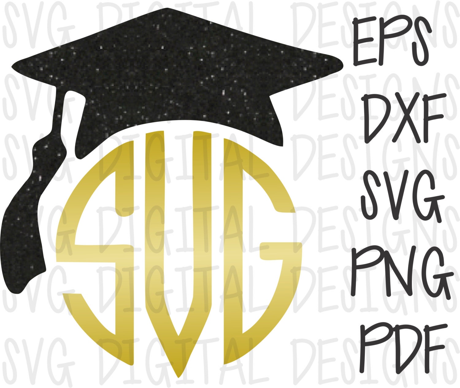 Download Graduation Cap Monogram Frame Design - Svg cut file, Clipart- Digital Cutting files great for ...