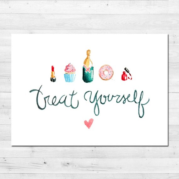Items similar to Treat Yourself Quote Watercolor Print ...