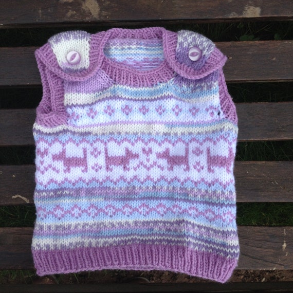 Baby Knitting Pattern - Puppy Love Fair Isle Baby Vest - Digital Do...
