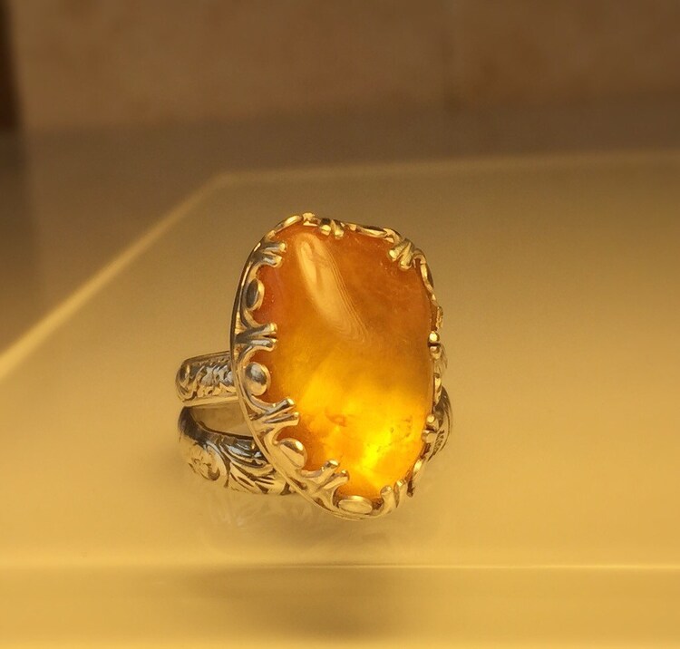 Handmade Amber Ring/Handcrafted Natural Amber and by Jewelriart