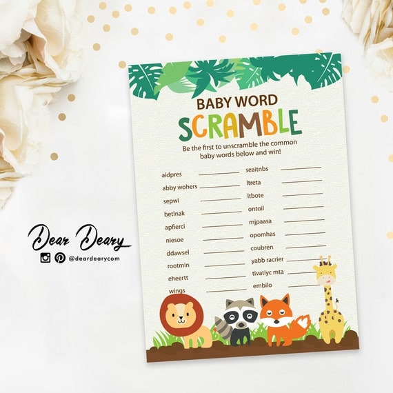 Safari Baby Word Scramble Safari Baby Shower Game By Deardeary