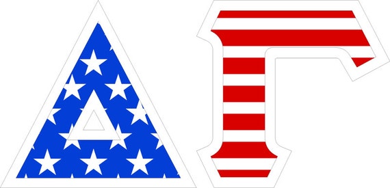 Delta Gamma American Flag Giant Greek Letter Sticker