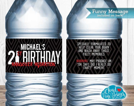 21st birthday water bottle labels guys birthday beer