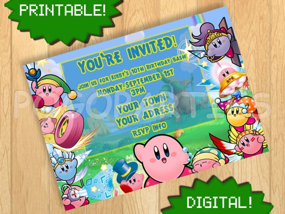 PRINTABLE Kirby's dream land Customizable by PogoParties on Etsy